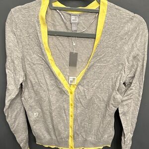 JCPenney Gray and Yellow Women's Cardigan